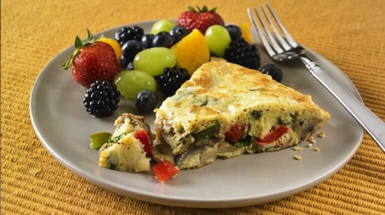 Cheese and Vegetable Frittata with Fresh Fruit